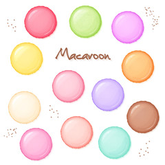 vector hand drawn set of coloured sweet macaroon - top view - 116750460