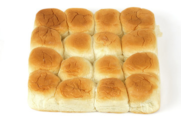 sweet bread rolls on white background