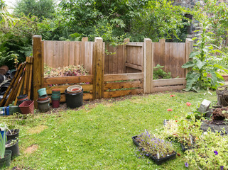 Naklejka premium Wooden Compost bins