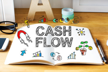 Cash Flow concept with notebook
