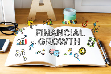 Financial Growth concept with notebook