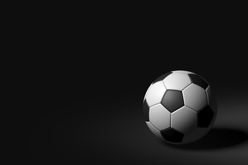 Fototapeta na wymiar Soccer Ball on Black Background, 3D Rendering