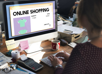 Fototapeta na wymiar Online Shopping Buying Cart Internet Retail Digital Concept