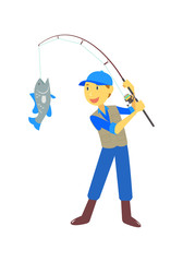 cartoon fisherman, vector