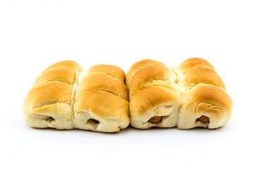 Sausage bread on white background