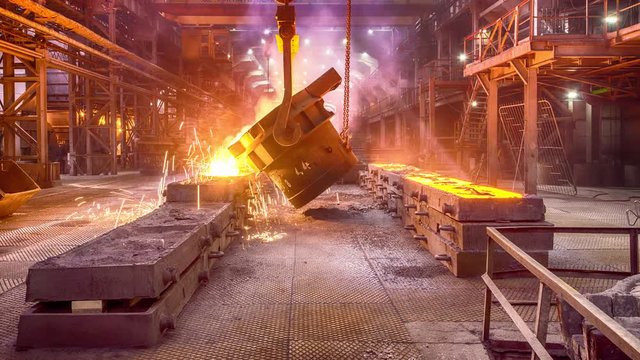 Workers on ferroalloy factory
