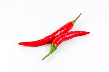 Fotobehang red chili pepper isolated on a white background © navintar