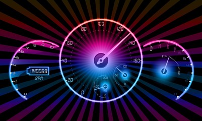 Realistic Speedometer  on black background