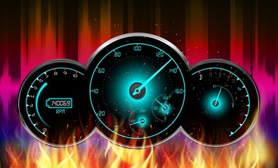 Speedometer in fire 