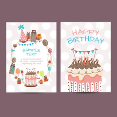 Happy birthday kids postcard template vector holiday illustration