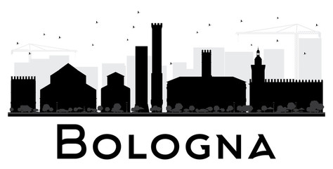 Bologna City skyline black and white silhouette. © BooblGum