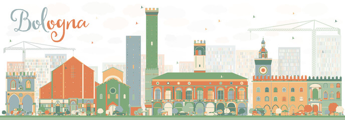 Abstract Bologna Skyline with Color Landmarks.