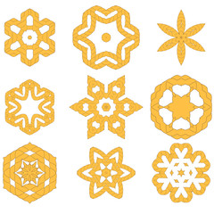 Set of Different Rope Ornaments Isolated on White Background