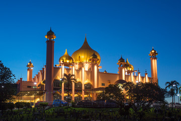 Kuching City Mosque (Masjid Bahagian) at night, Sarawak, Malaysia.