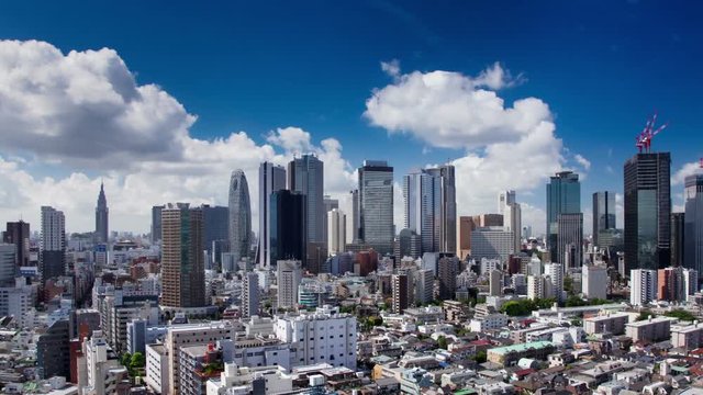 Time Lapse of the Shinjuku Skyscraper district in Tokyo Japan.