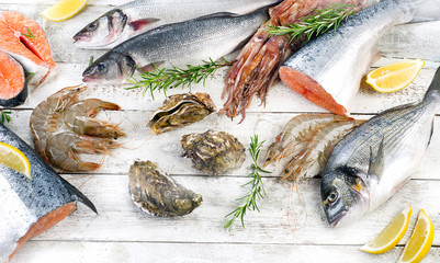 Fresh seafood. Healthy diet eating.