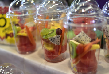 Naklejka na ściany i meble refreshing summer drink Smoothies with strawberry cucumber lime