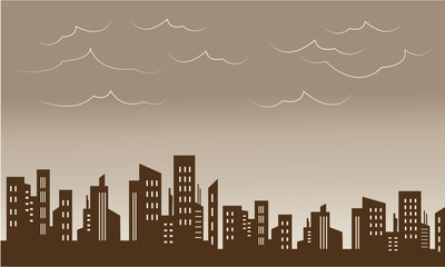 Obraz premium Beautiful city and skyline silhouettes