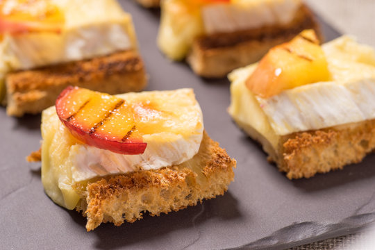 Canapes, Appetizer With Grilled Brie