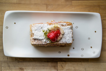 strawberry puff mille-feuille with cherry
