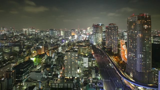 Night time lapse of Tokyo Japan.
