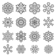 Set of Grey Stone Rosettes Isolated on White Background