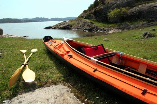 Sea kayak (faltboat) on a beach in Scandinavia