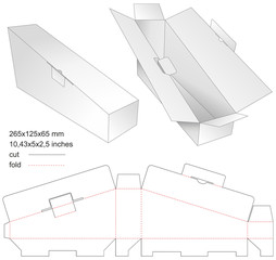 paper prism box with die stamp and visualization