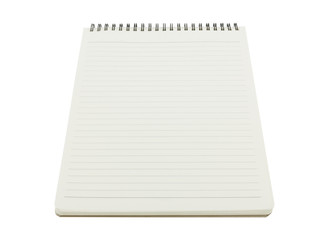 open spiral notebook isolated on white background