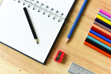Back to school. Colorful Office and study art stationery objects