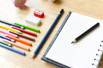 Back to school. Colorful Office and study art stationery objects