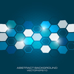 Abstract business background with light effect and hexagon.