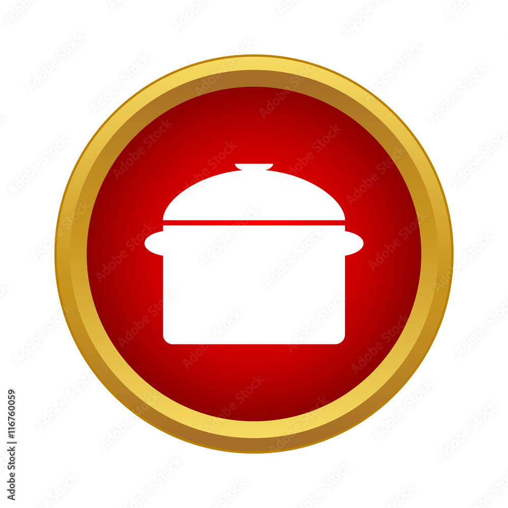 Aufkleber saucepan with lid icon in simple style on a white background