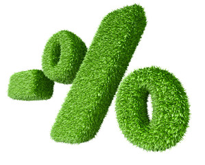 Fototapeta na wymiar Percentage sign covered by grass.