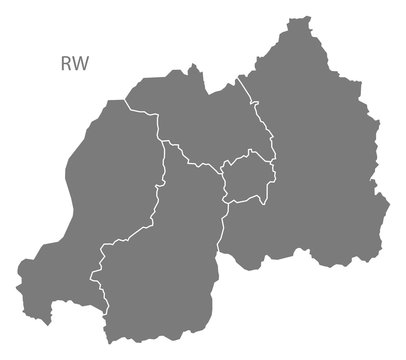 Rwanda provinces Map grey