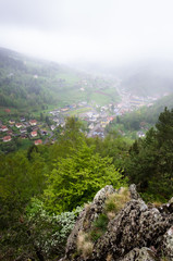 View on town Bonhomme in the mountains Vosges, Alsace