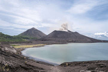 Mount Tavuruvur volcanic eruption. Tavurvur is an active stratovolcano that lies near Rabaul, on...