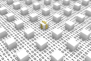 Block chain in the form of binary code, 3D illustration