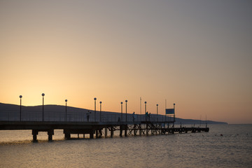 empty beach sunny beach at dawn. Bulgaria
