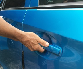 open car blue back door