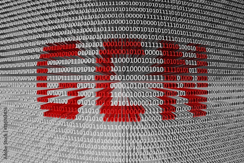 Poster gcn is in the form of binary code, 3d illustration