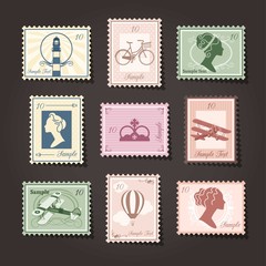 Retro stamps collage 