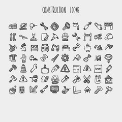 Construction cartoon icons collection