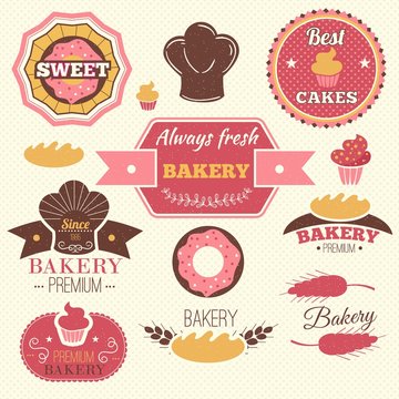 Retro bakery labels set