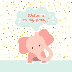 Birthday card with baby elephant