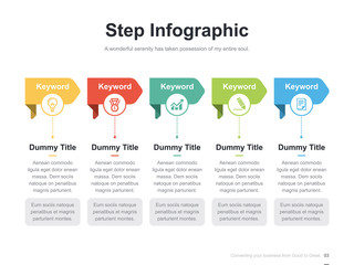Flat business presentation vector slide template with diagram chart