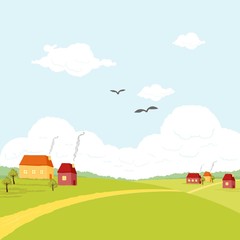 Rural landscape vector