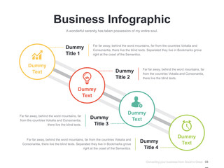 Flat business presentation vector slide template with diagram chart