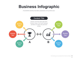 Flat business presentation vector slide template with diagram chart