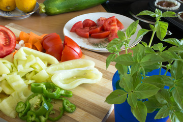 Kitchen full of fresh vegetables